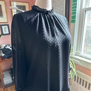 Ann Taylor Swiss Dot Blouse (Black)